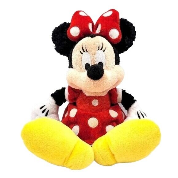 Disney Parks Minnie Mouse Soft Doll Red 11" White Dot Dress Bow Floppy Plush VTG - Picture 1 of 10